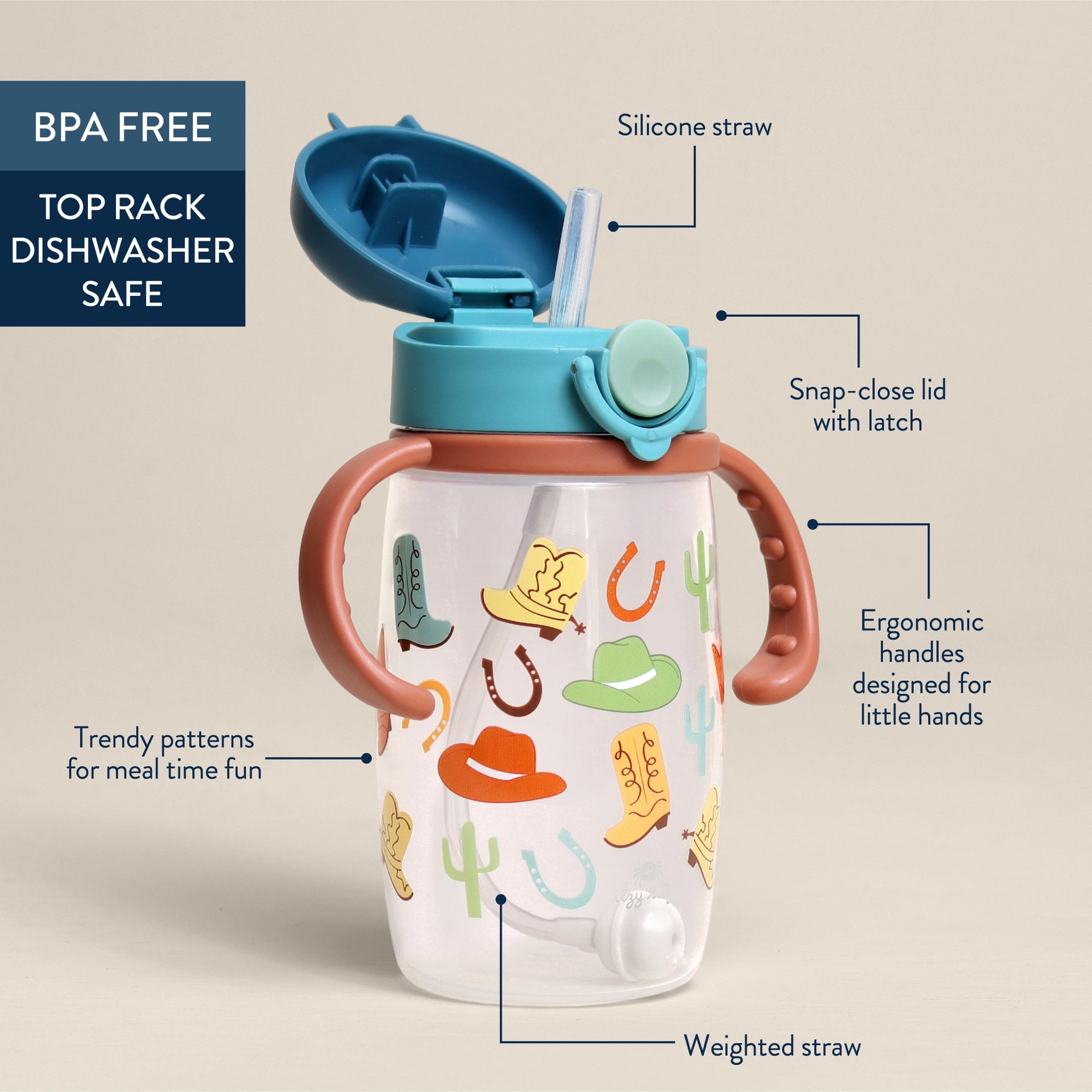 Itzy Sips Straw Cup with Snap-Close Lid - Giddy Up!