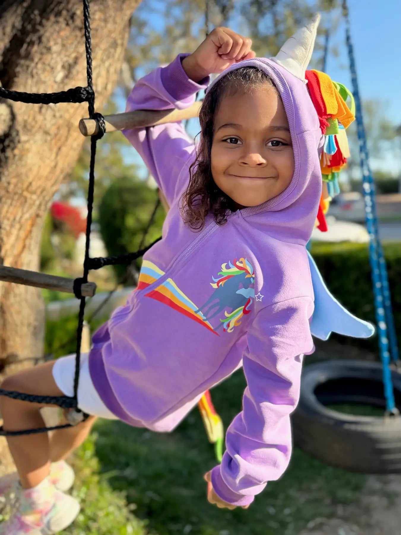 Purple Rainbow Unicorn 3D Toddler and Kids Hoodie