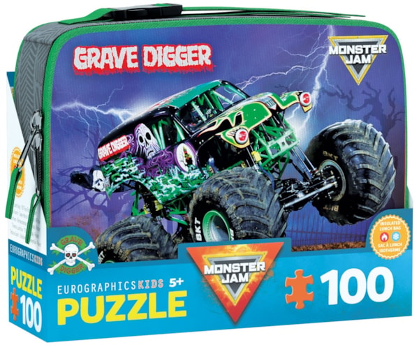 Eurographics Grave Digger Monster Jam 100 Piece Puzzle in Lunch Bag