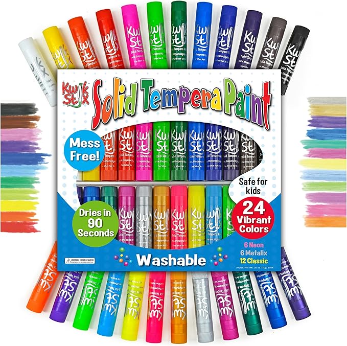 Kwik Stix Solid Tempera Paint Sticks, 24 Colors
