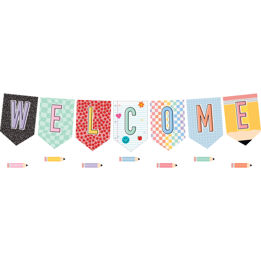 Cool for School Pennants Welcome Bulletin Board