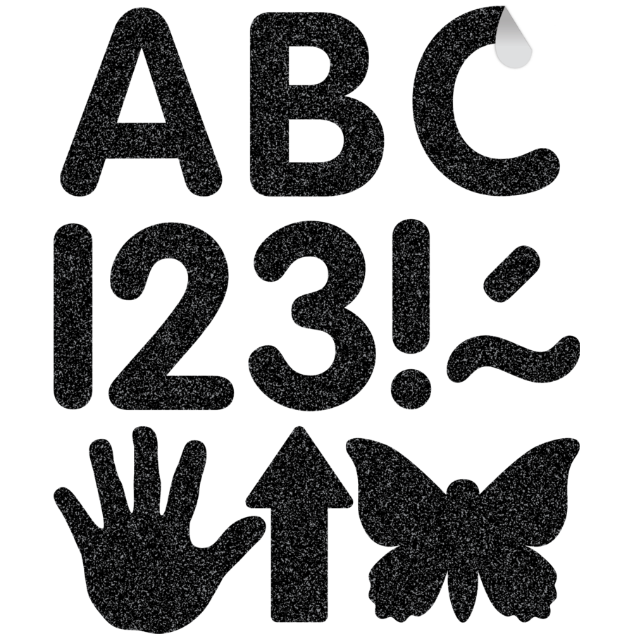 Black Glitz 2" Classic Self-Adhesive Letters Uppercase