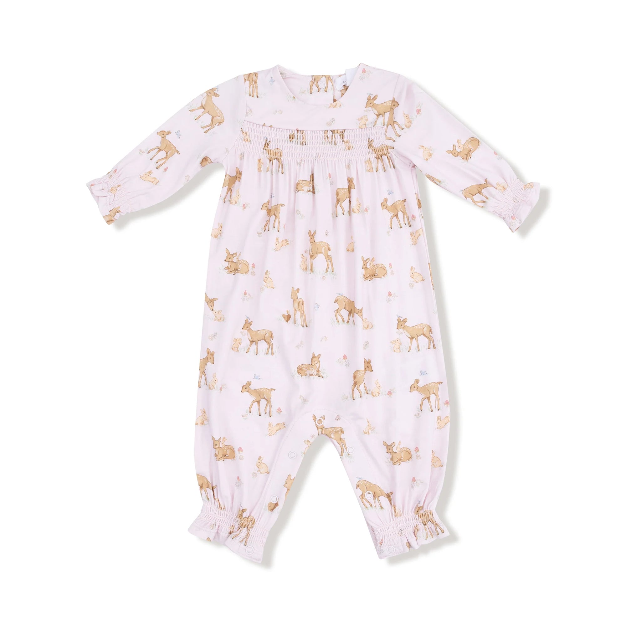 Angel Dear Little Fawn Smocked Long Sleeve Romper