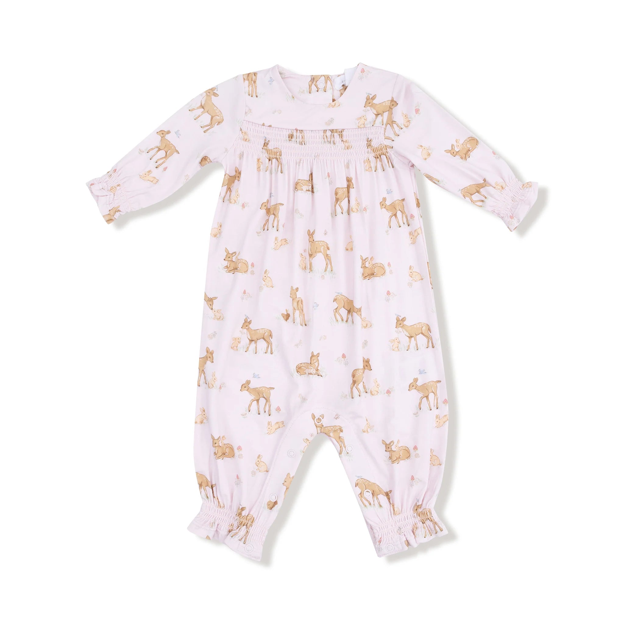 Angel Dear Little Fawn Smocked Long Sleeve Romper