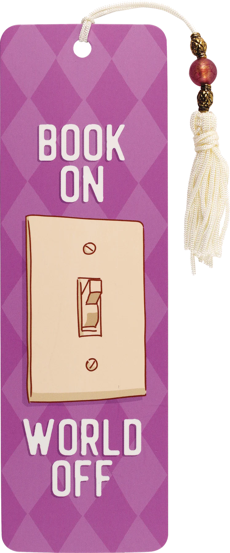 Book On / World Off Beaded Bookmark