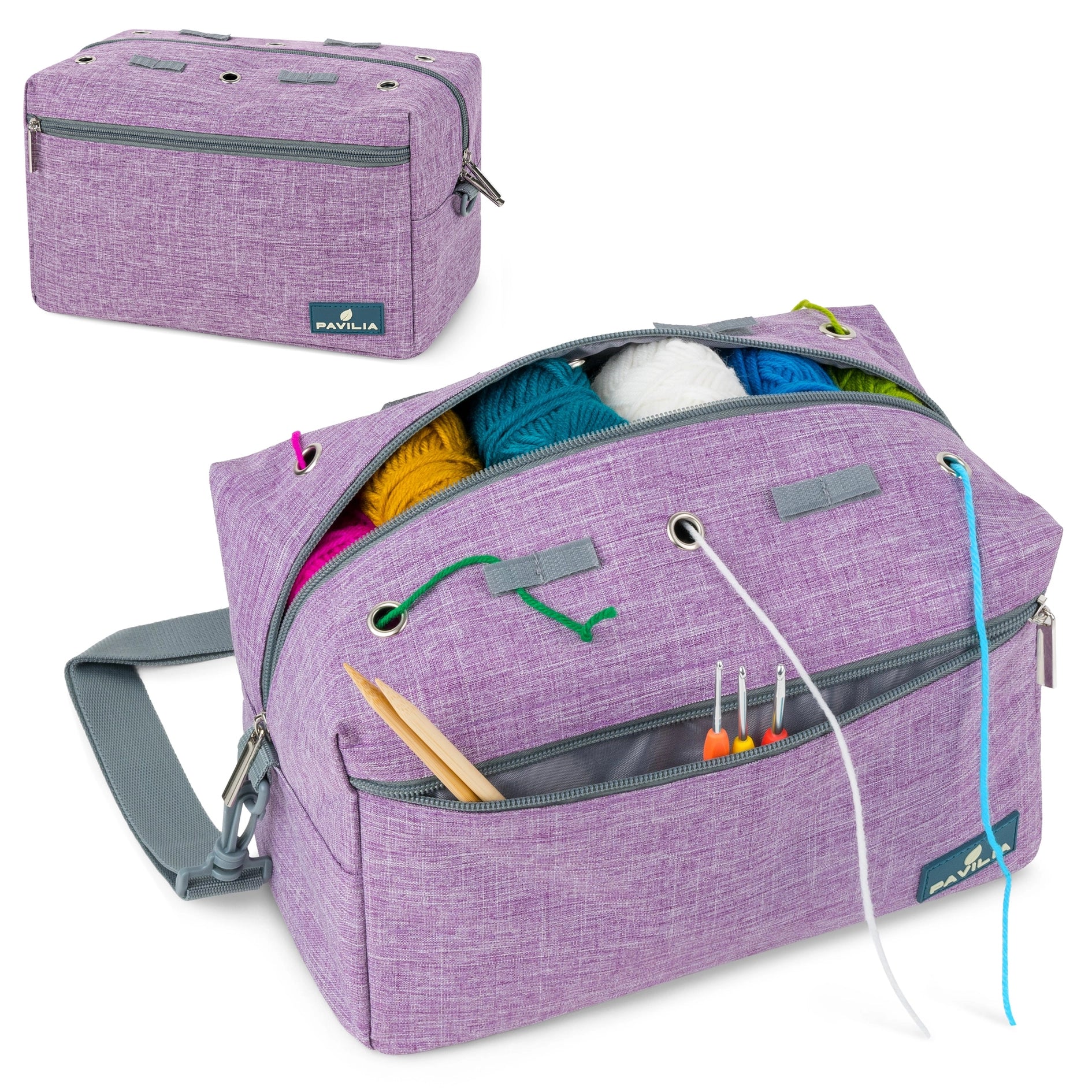 Compact Yarn Organizer Knitting Bag - Heather Purple