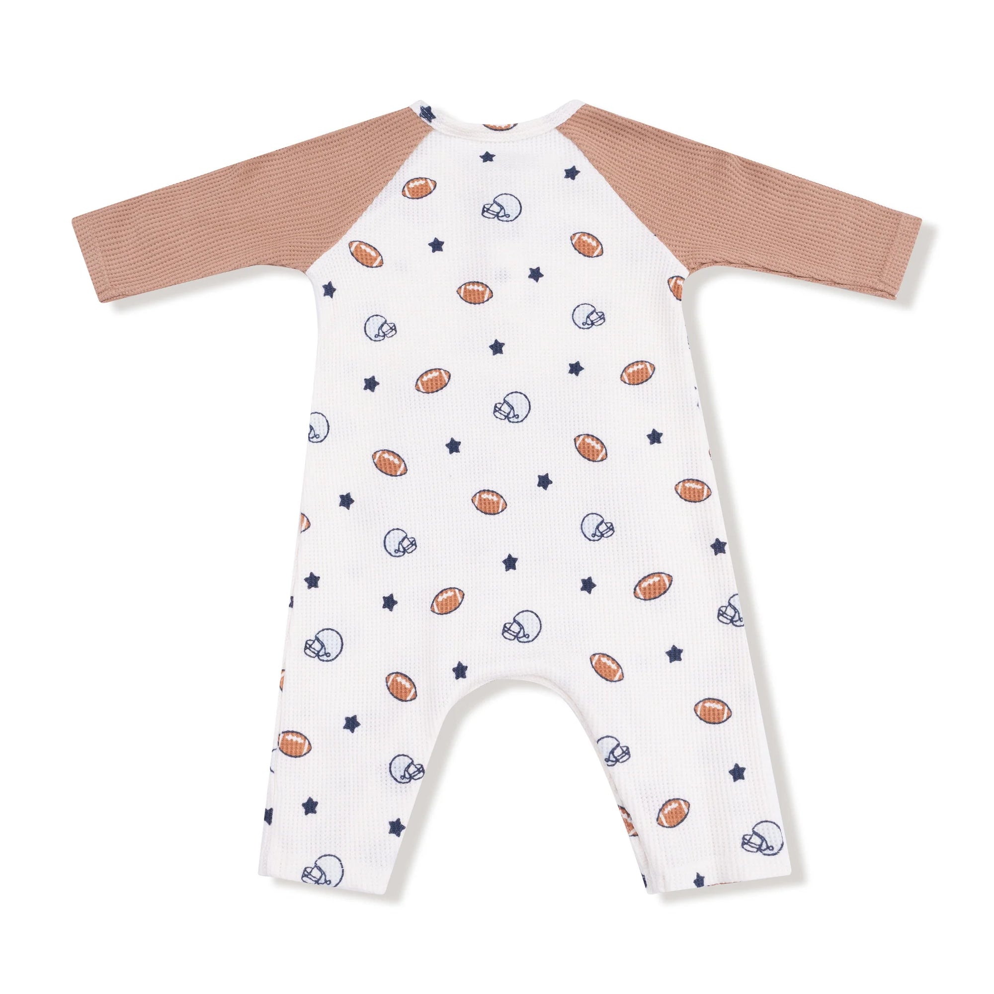 Angel Dear Footballs & Stars Raglan Henley Romper with Kanga Pocket