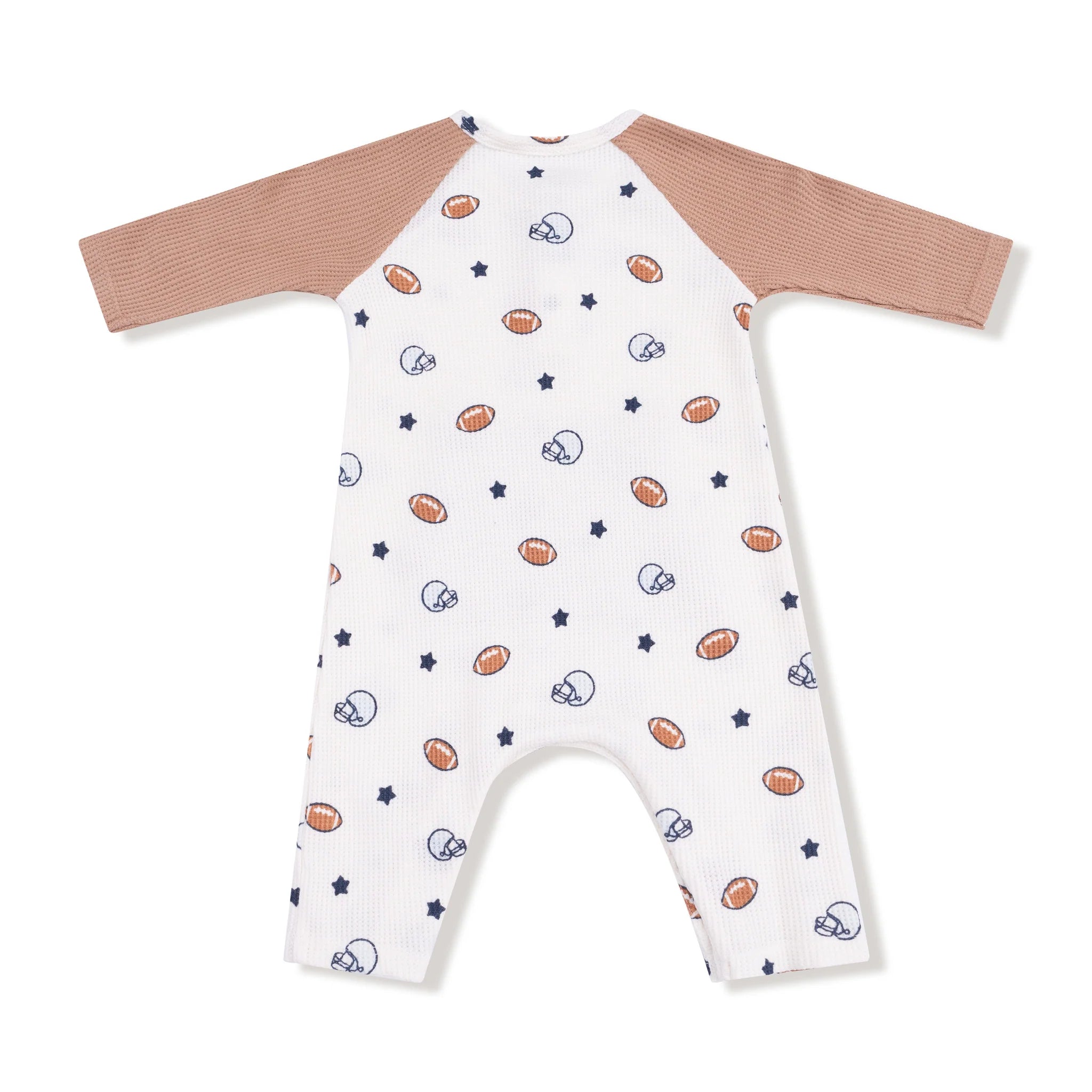 Angel Dear Footballs & Stars Raglan Henley Romper with Kanga Pocket