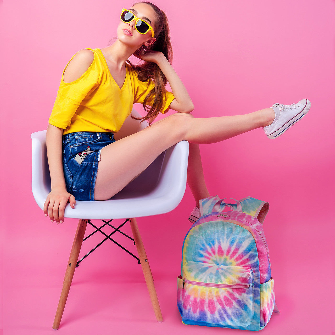Pastel Delight Tie-Dye Canvas 2-Zipper Backpack