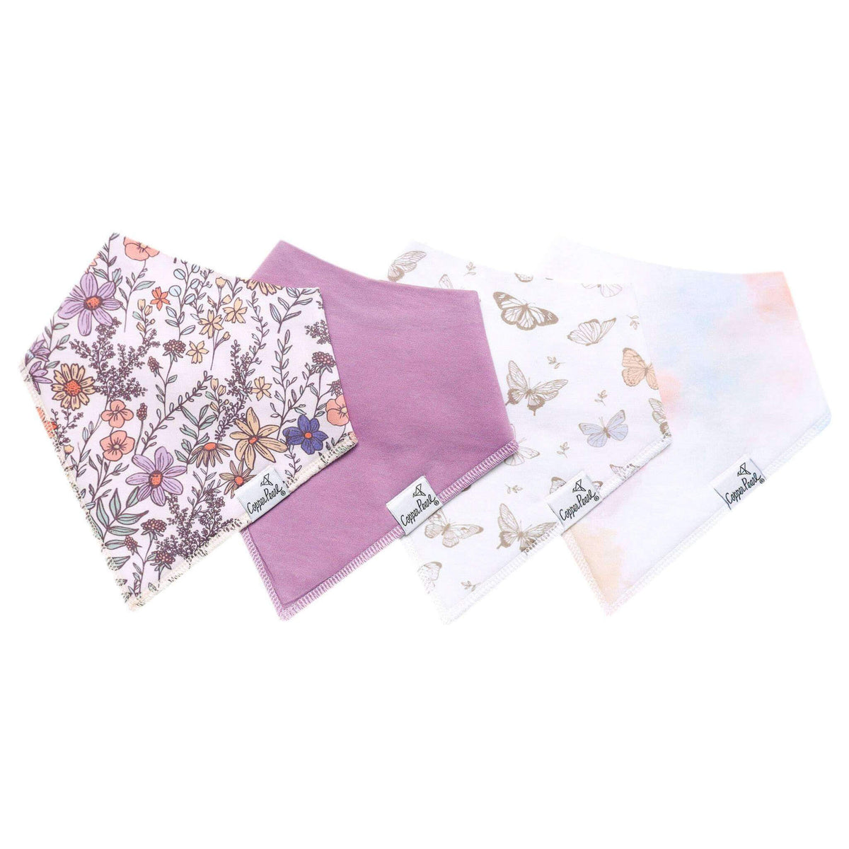 Copper Pearl Flora Set of 4 Bandana Bibs
