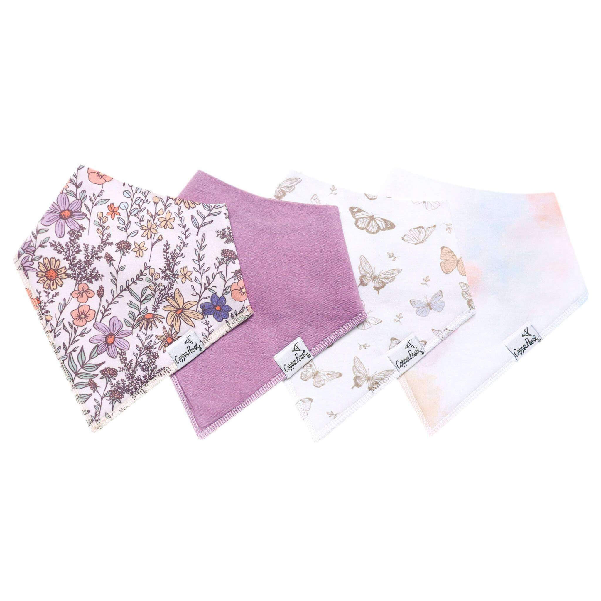 Copper Pearl Flora Set of 4 Bandana Bibs