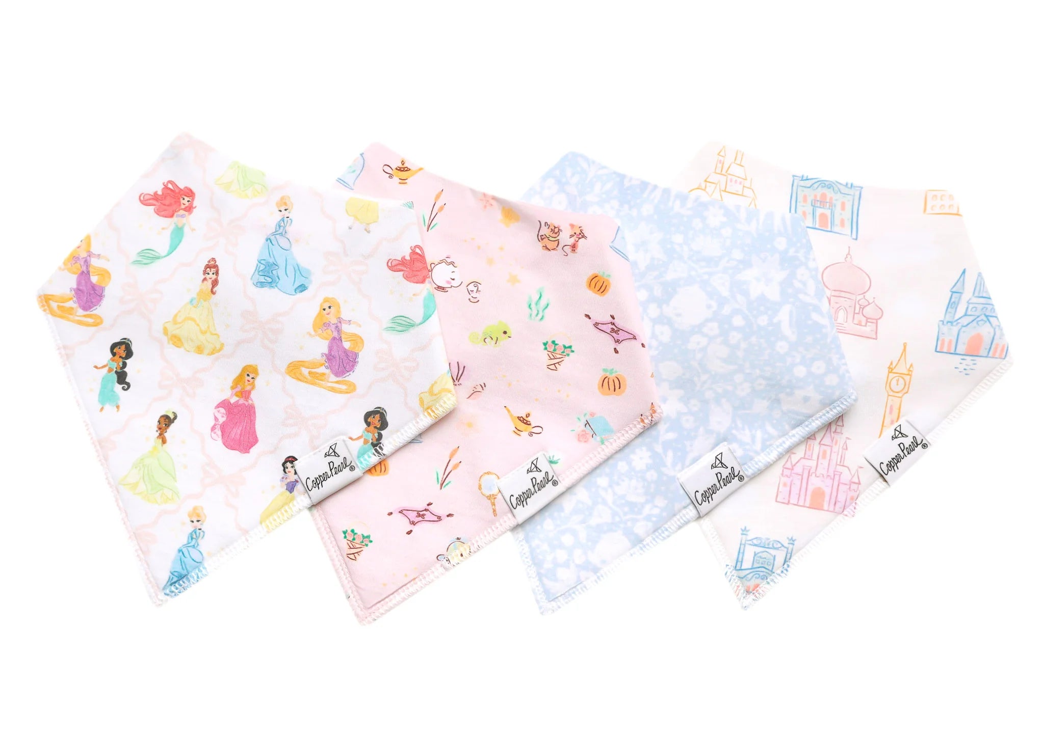 Copper Pearl Disney Princess Set of 4 Bandana Bibs