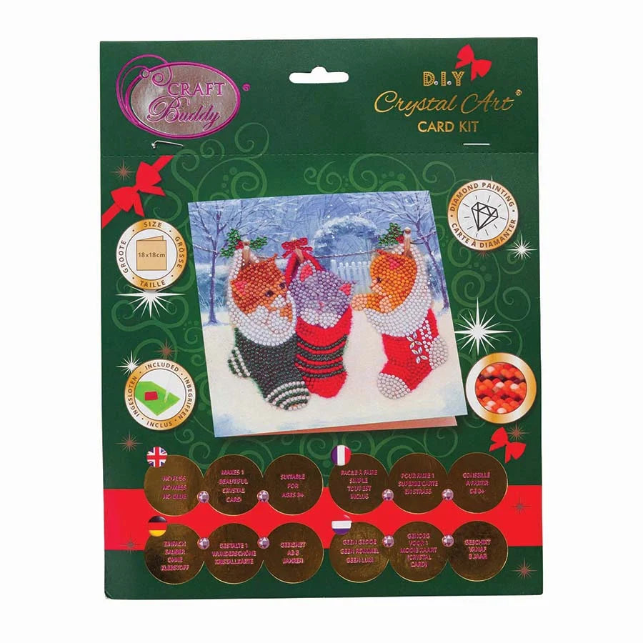 Crystal Art Card Kit - Christmas Kittens