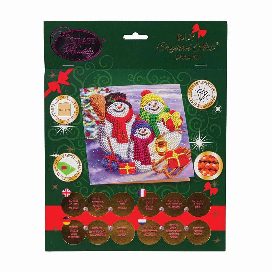 Crystal Art Card Kit - Snowman Family Fun