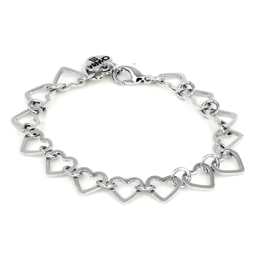 Charm It! Silver Heart Chain Bracelet
