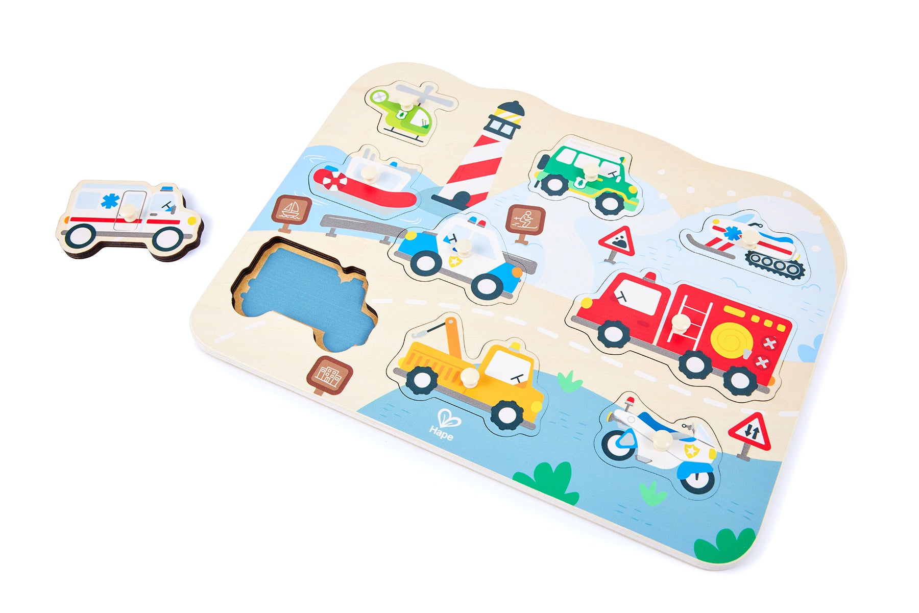 Hape Emergency Vehicles Peg Puzzle - NEW for 2026