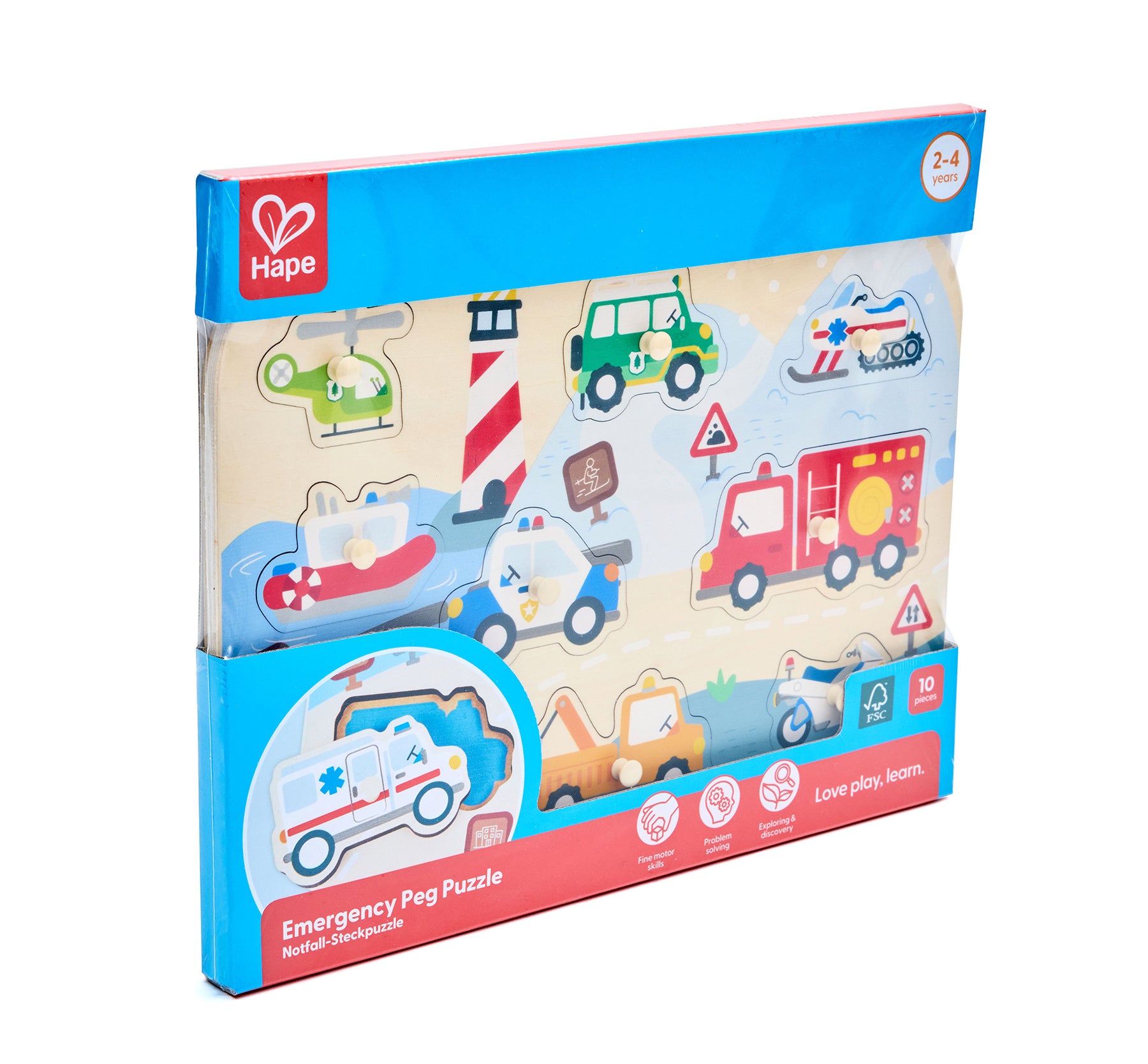 Hape Emergency Vehicles Peg Puzzle - NEW for 2026