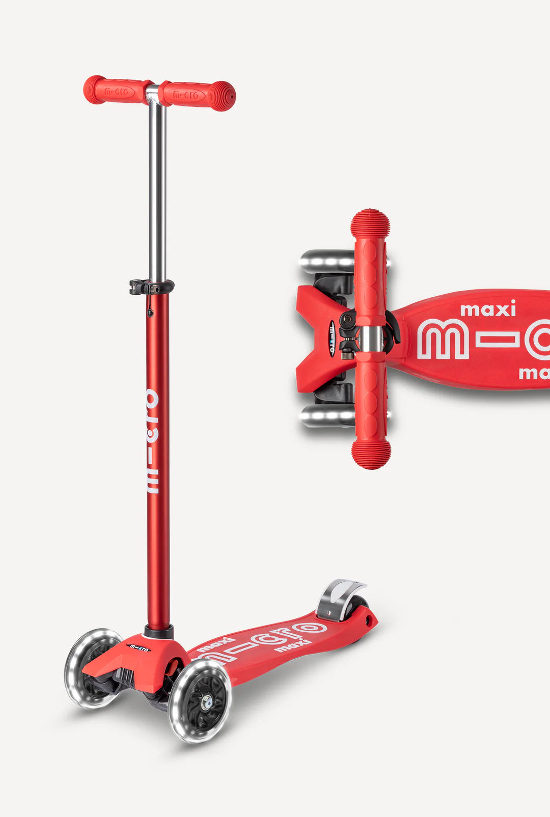 Micro Maxi Deluxe LED Scooter - Red - Ages 5-12