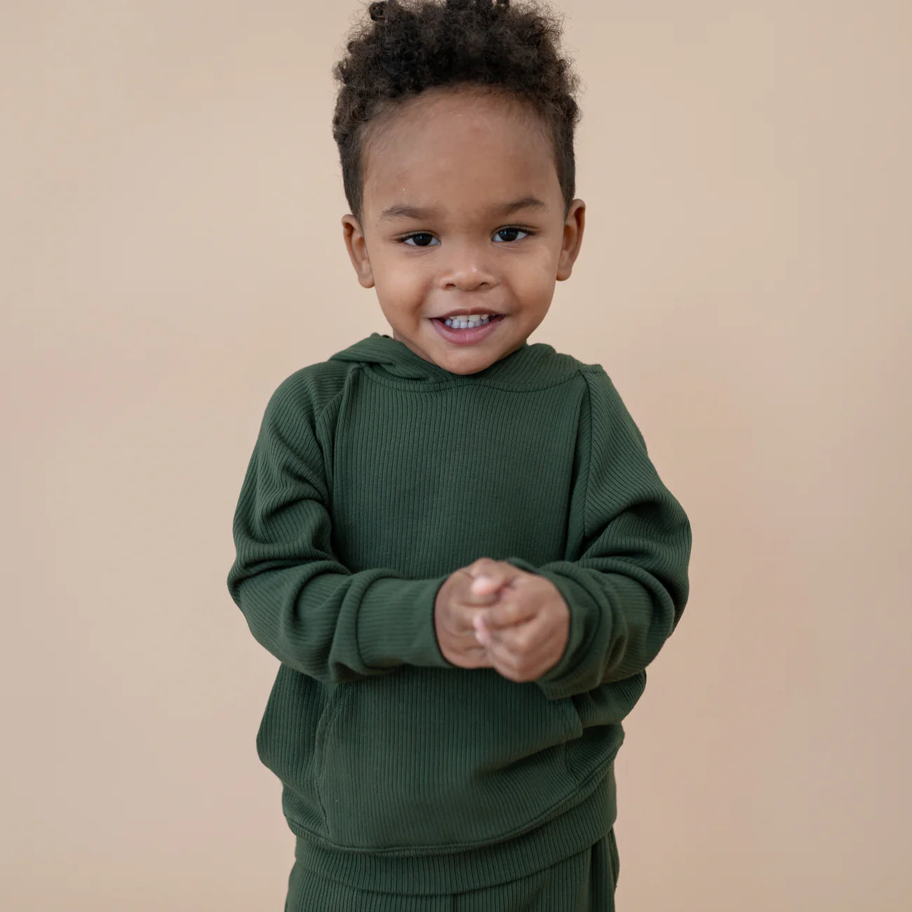 Kyte Baby Ribbed Hoodie in Fir