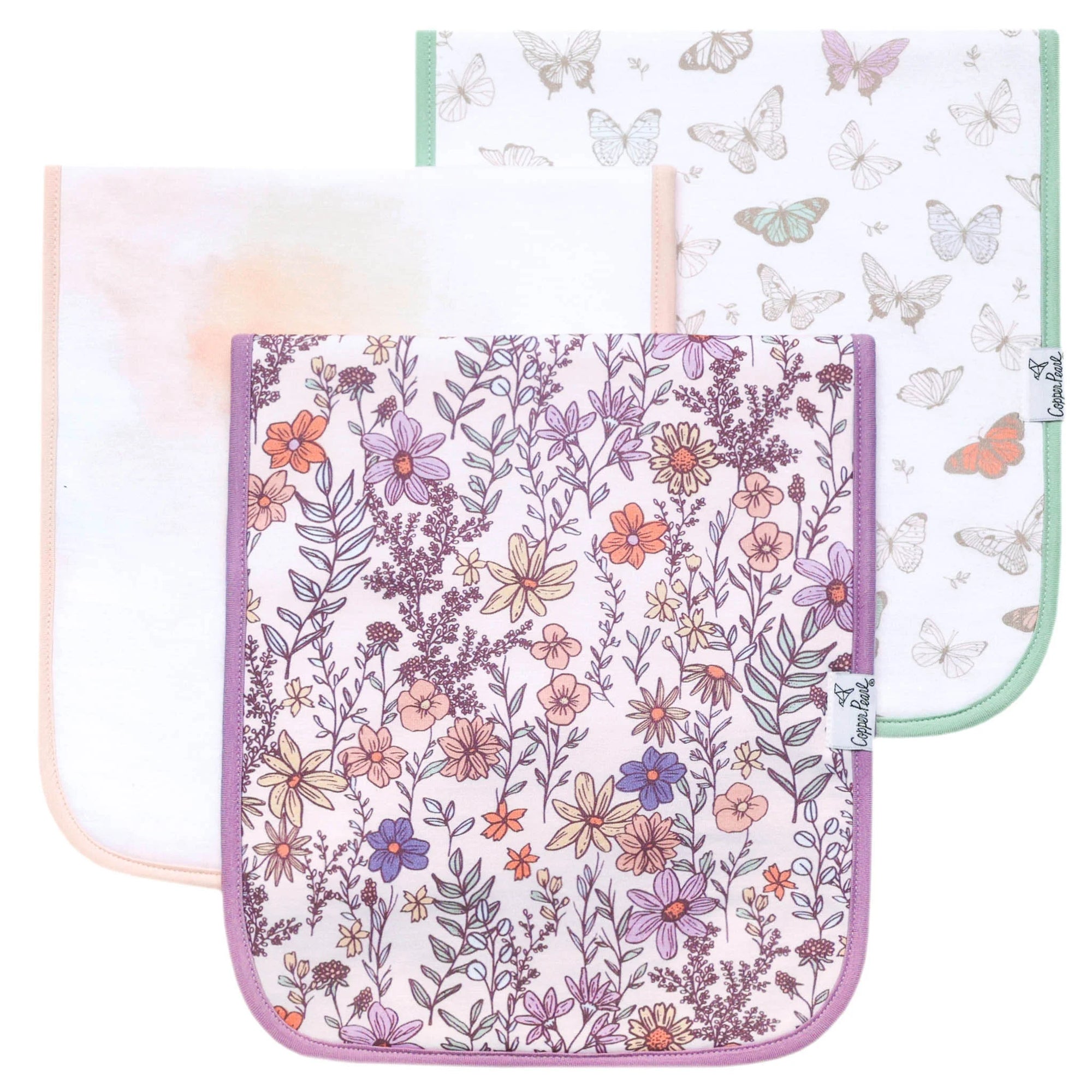 Copper Pearl Flora Premium Burp Cloths 3 Pack