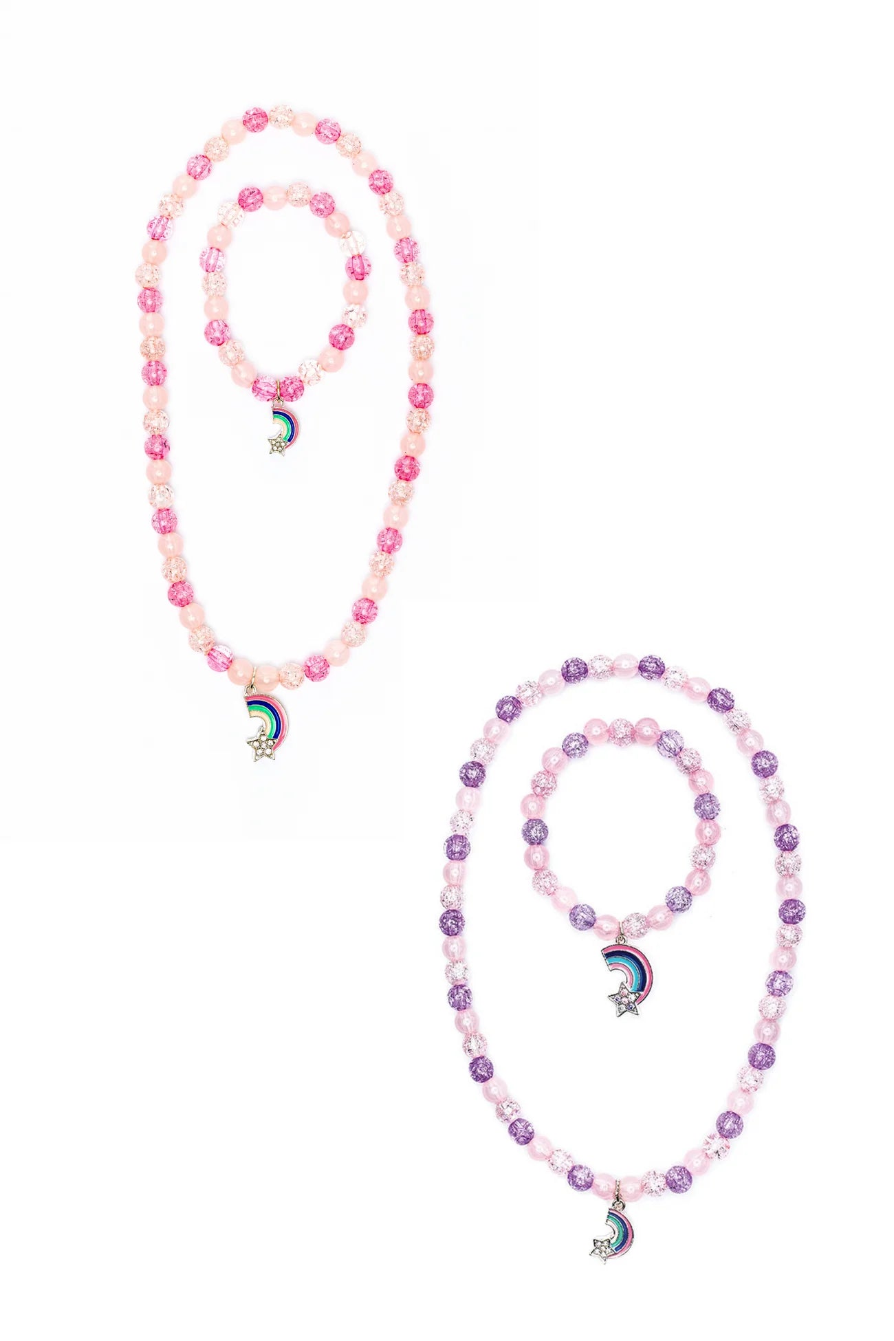 Purple/Pink Rainbow Necklace & Bracelet Set