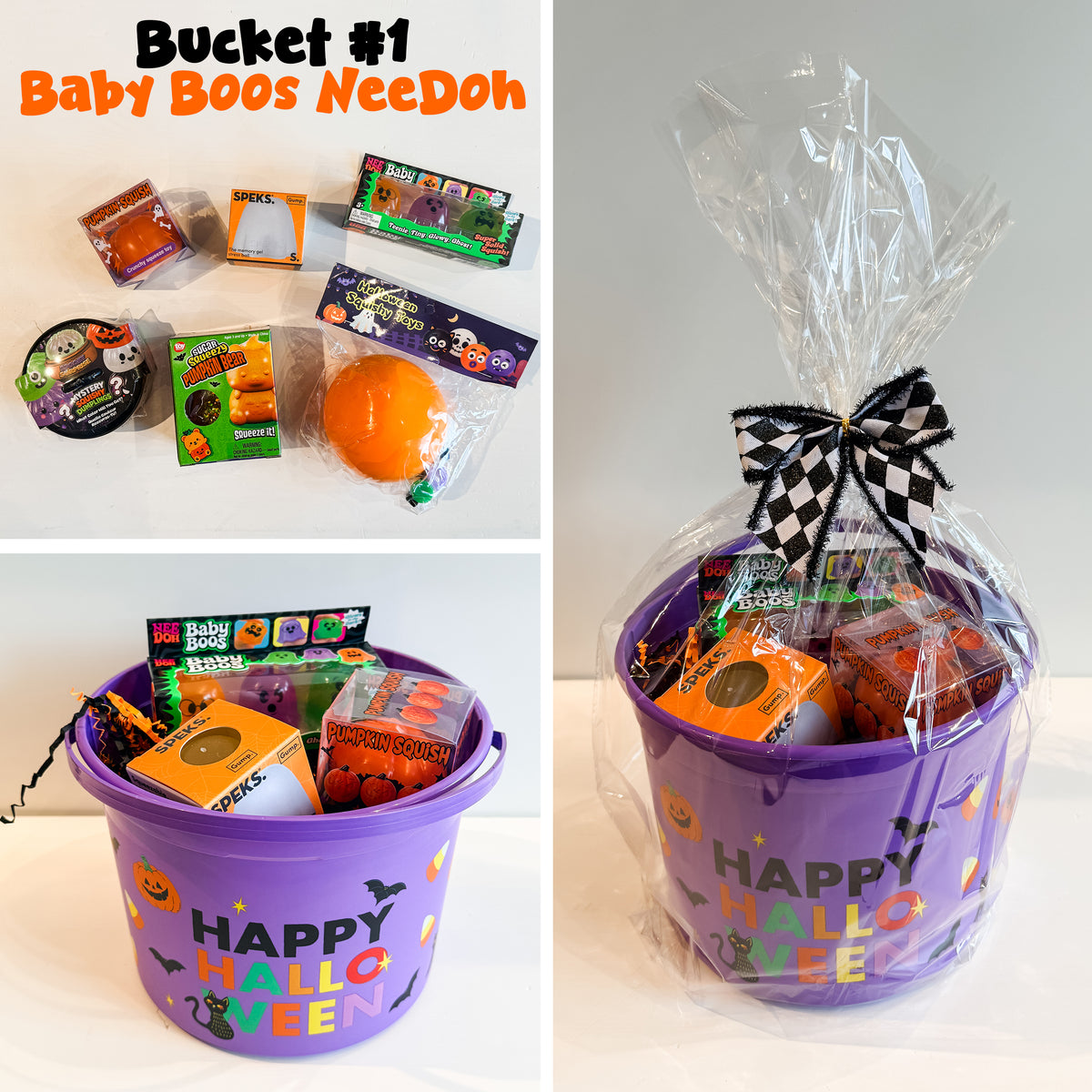 NeeDoh Halloween Boo Bucket Speks Ghosts Squish Surprise