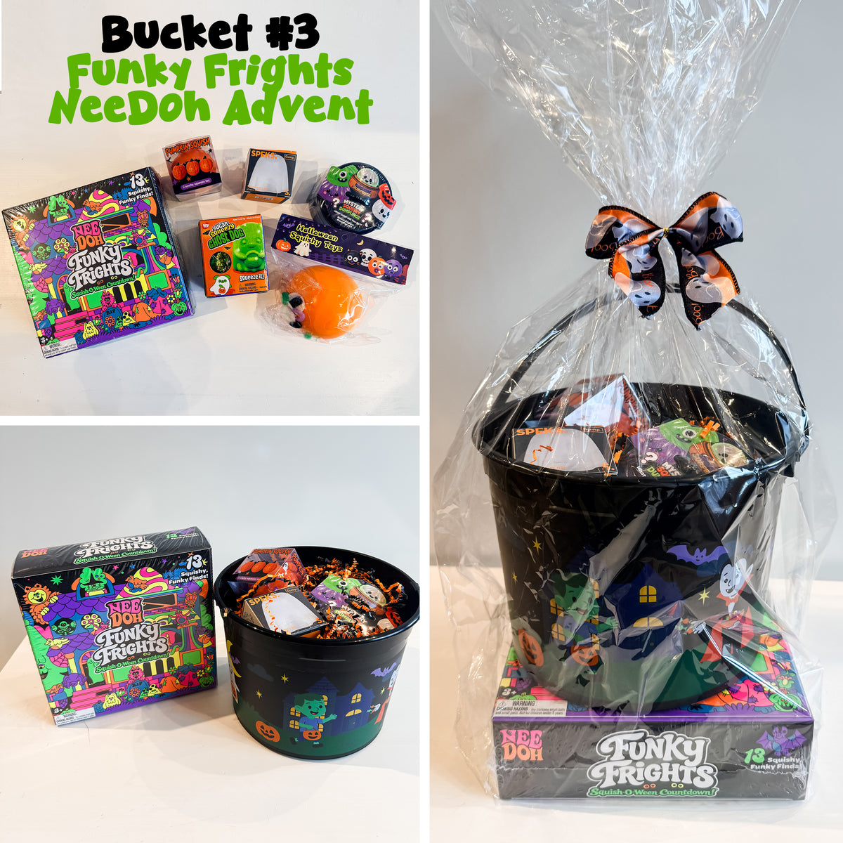 NeeDoh Halloween Boo Bucket Speks Ghosts Squish Surprise