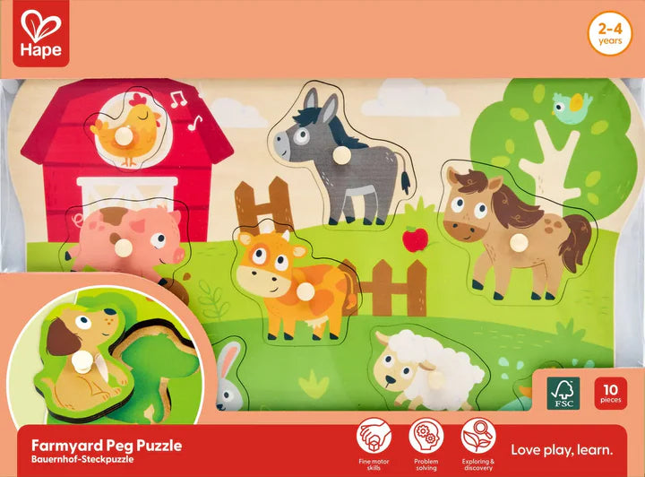 Hape Farm Animals Peg Puzzle