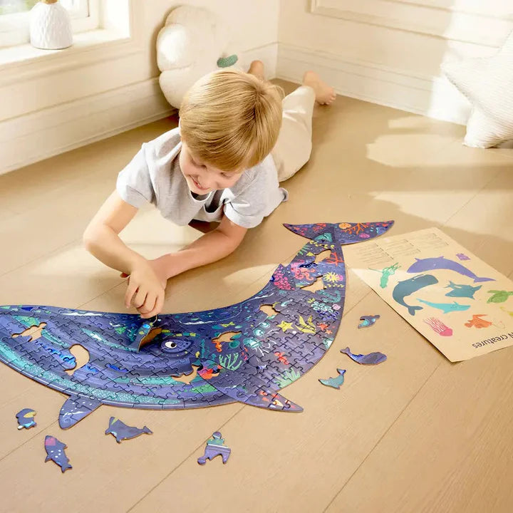 Hape Humpback Whale Shimmer Floor 200 Piece Puzzle