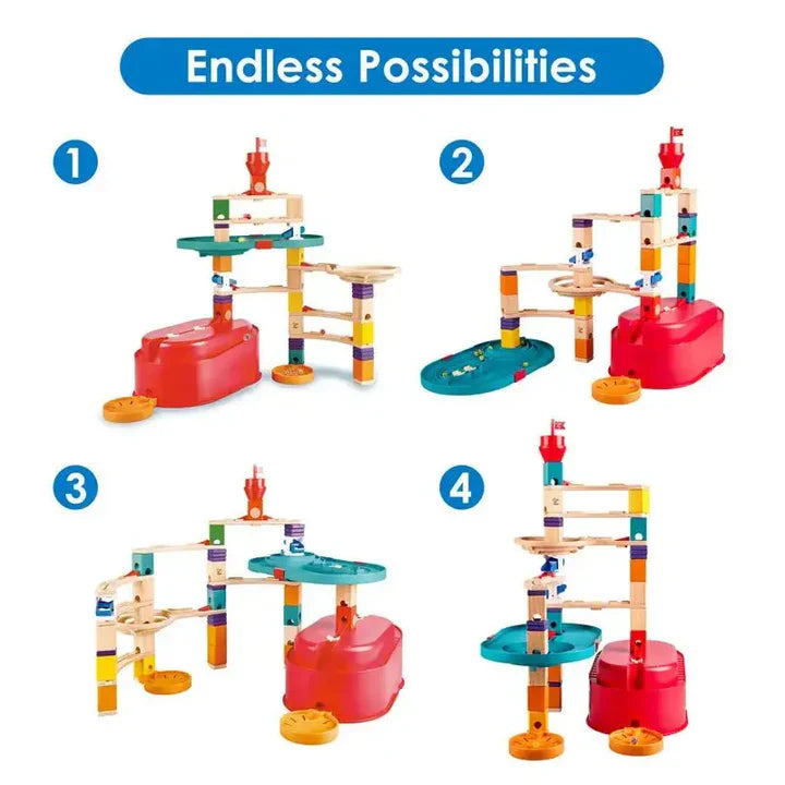 Hape Quadrilla Stack Track Bucket Set Wooden Marble Run