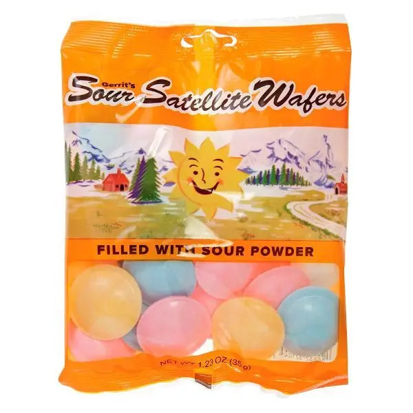Satellite Wafers Sour Powder Filled Candy Peg Bags 2oz