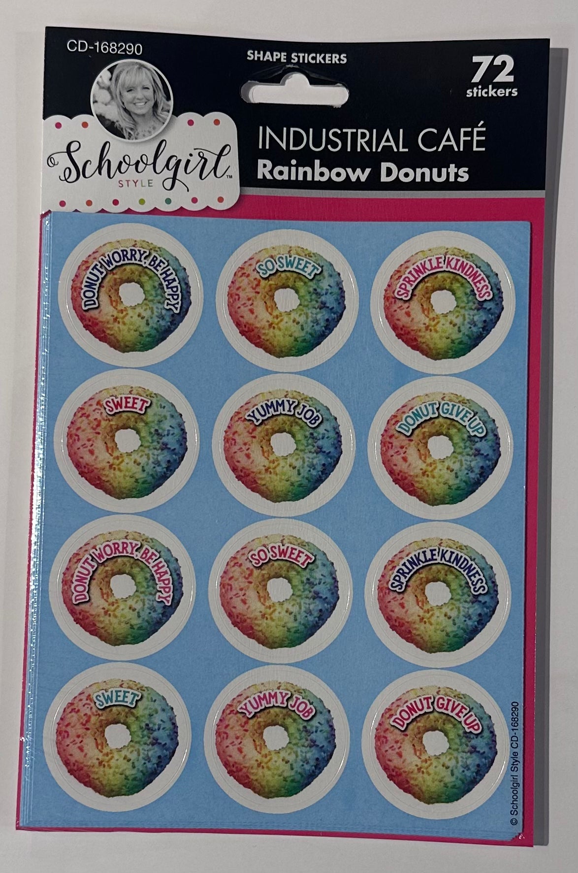 Industrial Cafe Rainbow Donuts Shape Stickers