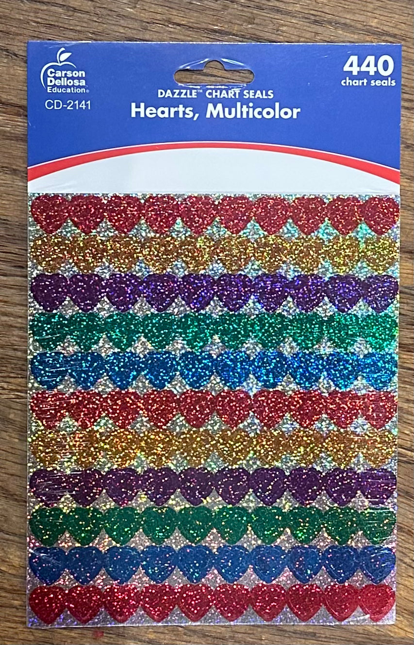 Multicolored Hearts Chart Seal Stickers
