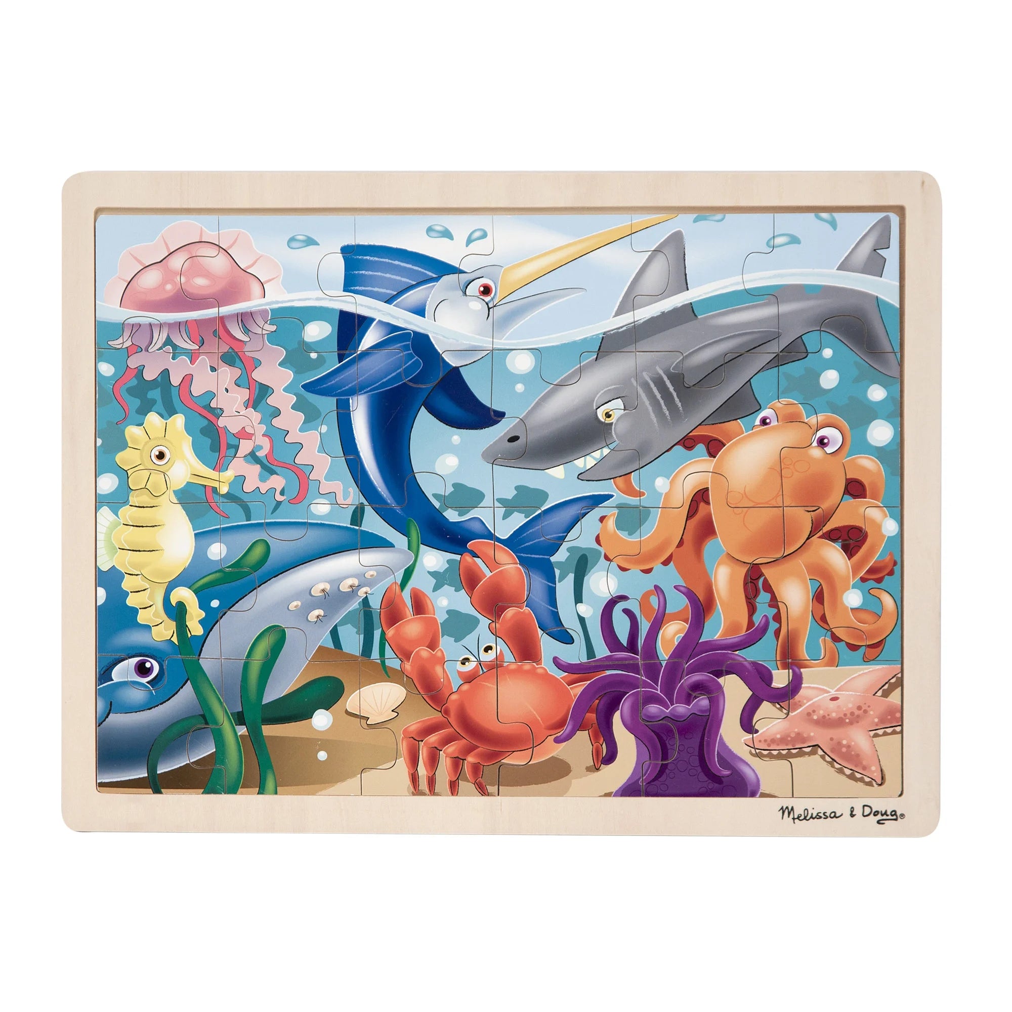 Melissa & Doug 24 Piece Under the Sea Ocean Animals Wooden Tray Puzzle