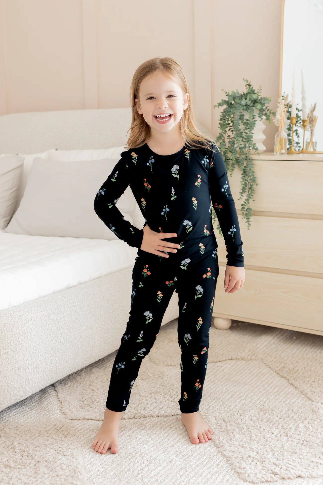 Kyte Baby Long Sleeve Pajamas in Midnight Wildflower