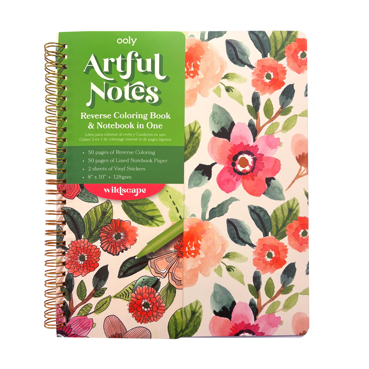 Artful Notes Reverse Coloring Notebook - Wildscape