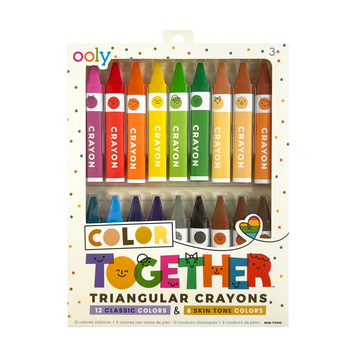 OOLY Color Together Triangular Crayons - Easy Grip - Set of 18