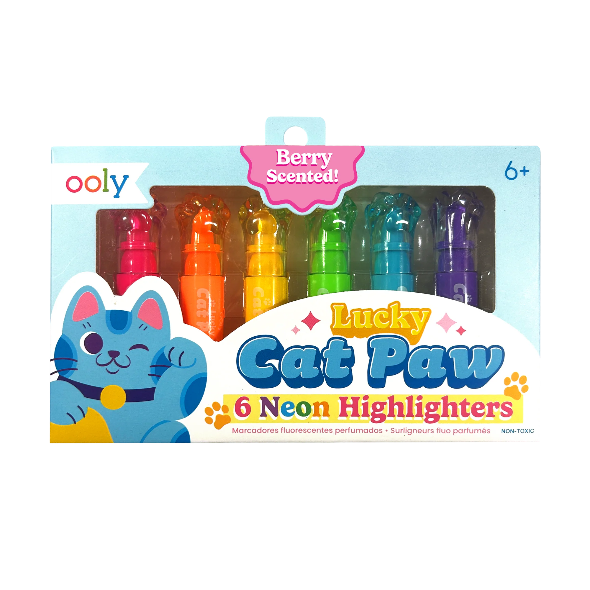 Ooly Lucky Cat Paw Scented Neon Highlighters - Set of 6