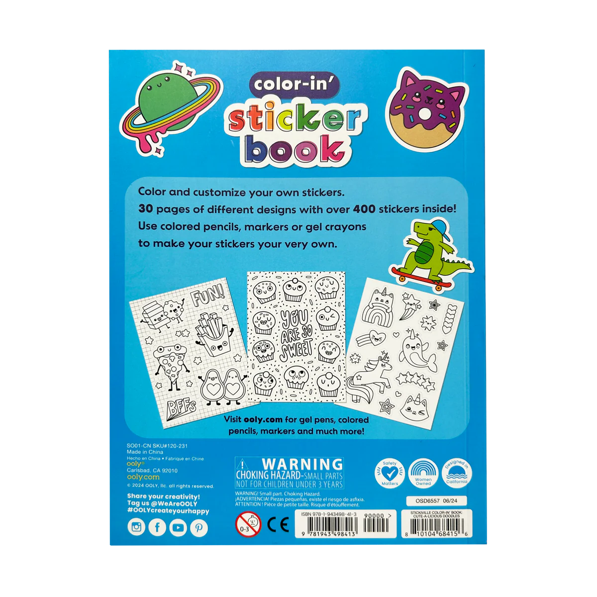 Stickiville Color-In’ Sticker Book: Cute-A-Licious Doodles