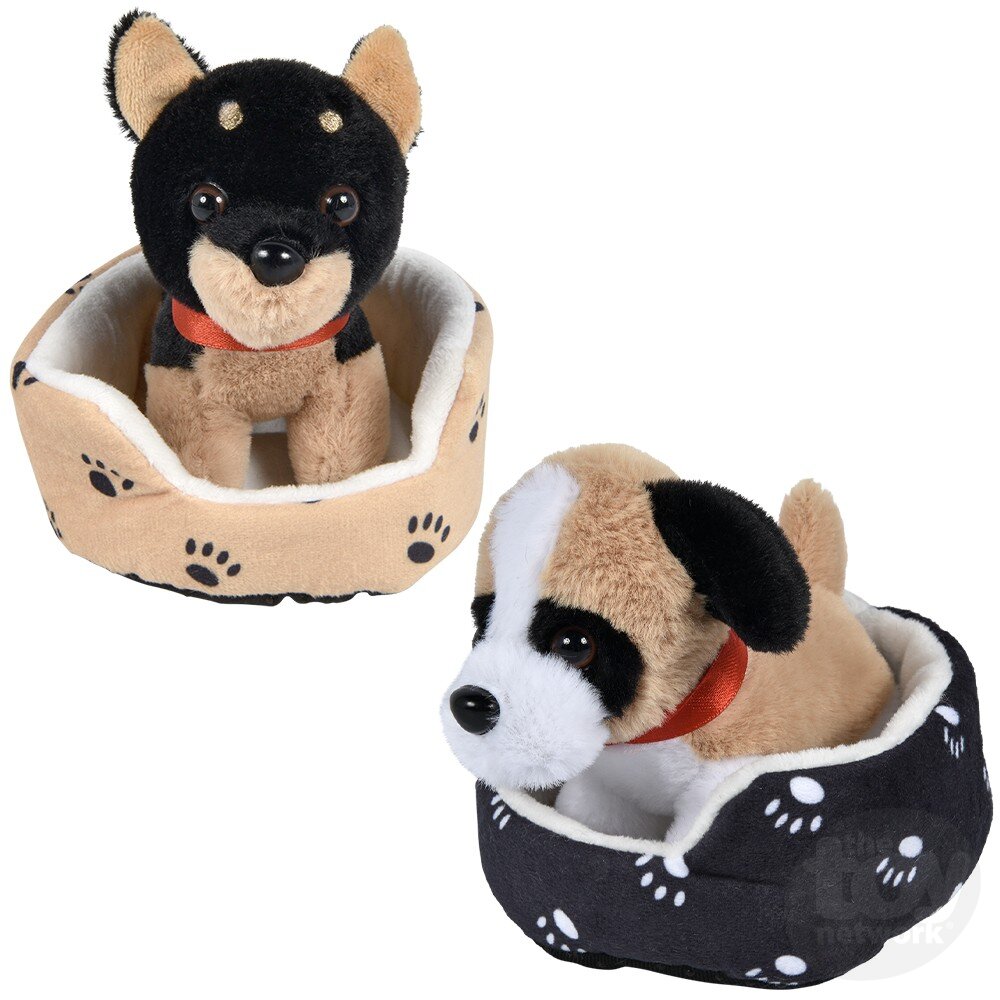 8" Plush Dog In Bed
