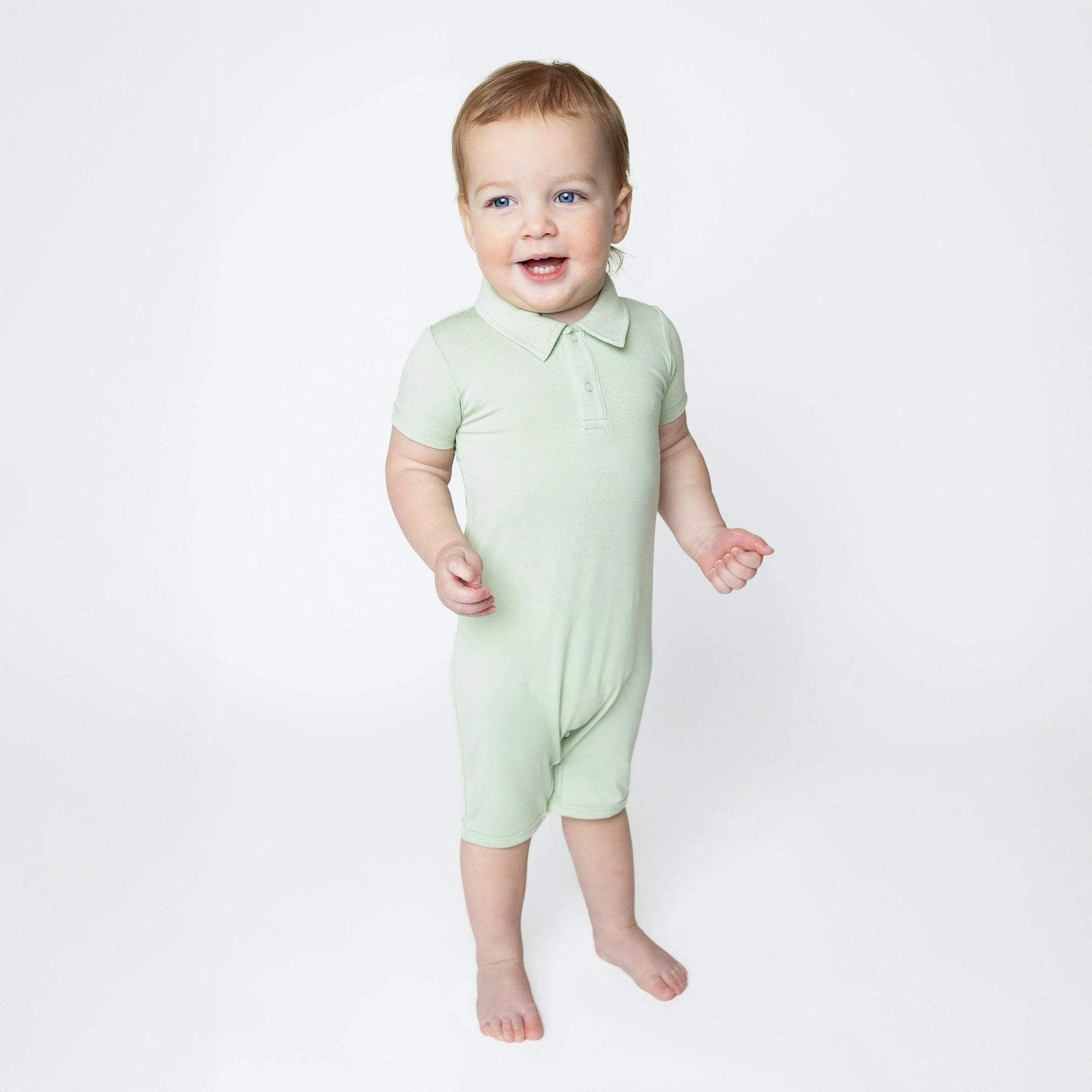 Kyte Baby Polo Shortall in Basil