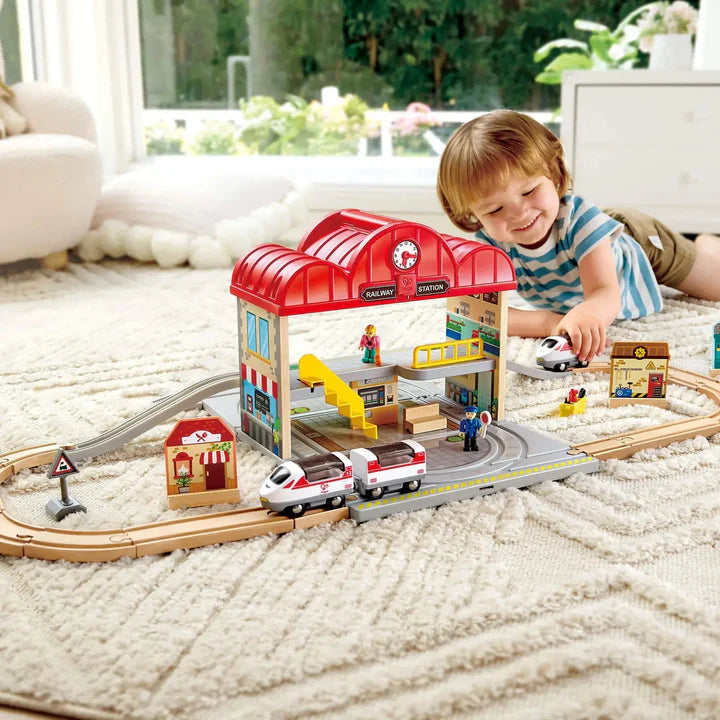 Hape Portable Train Station Set