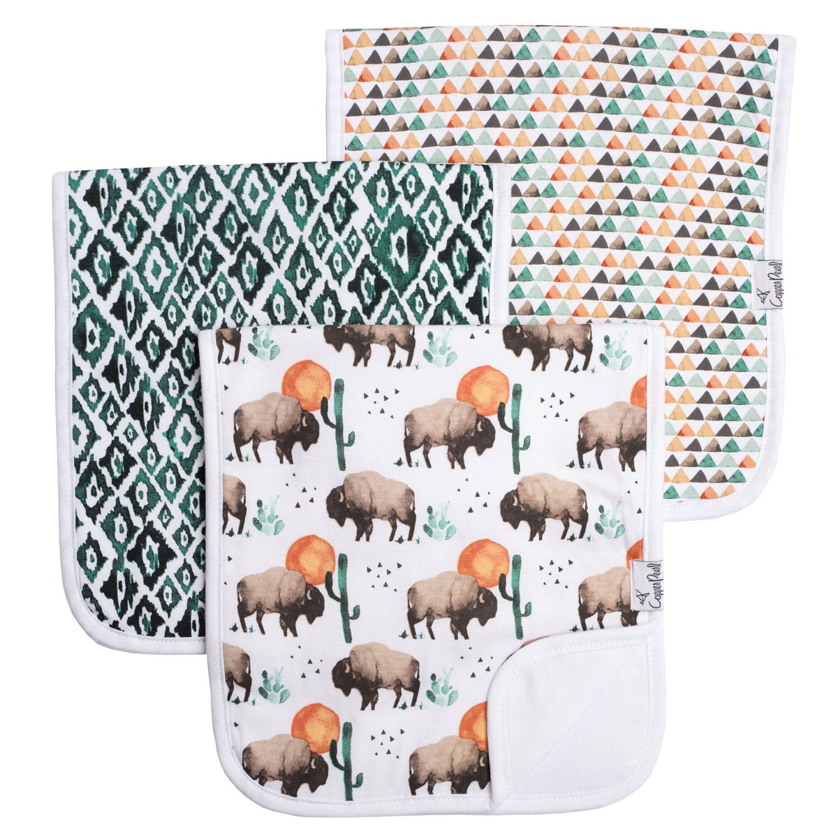 Copper Pearl Bison Burp Cloth 3 Pack