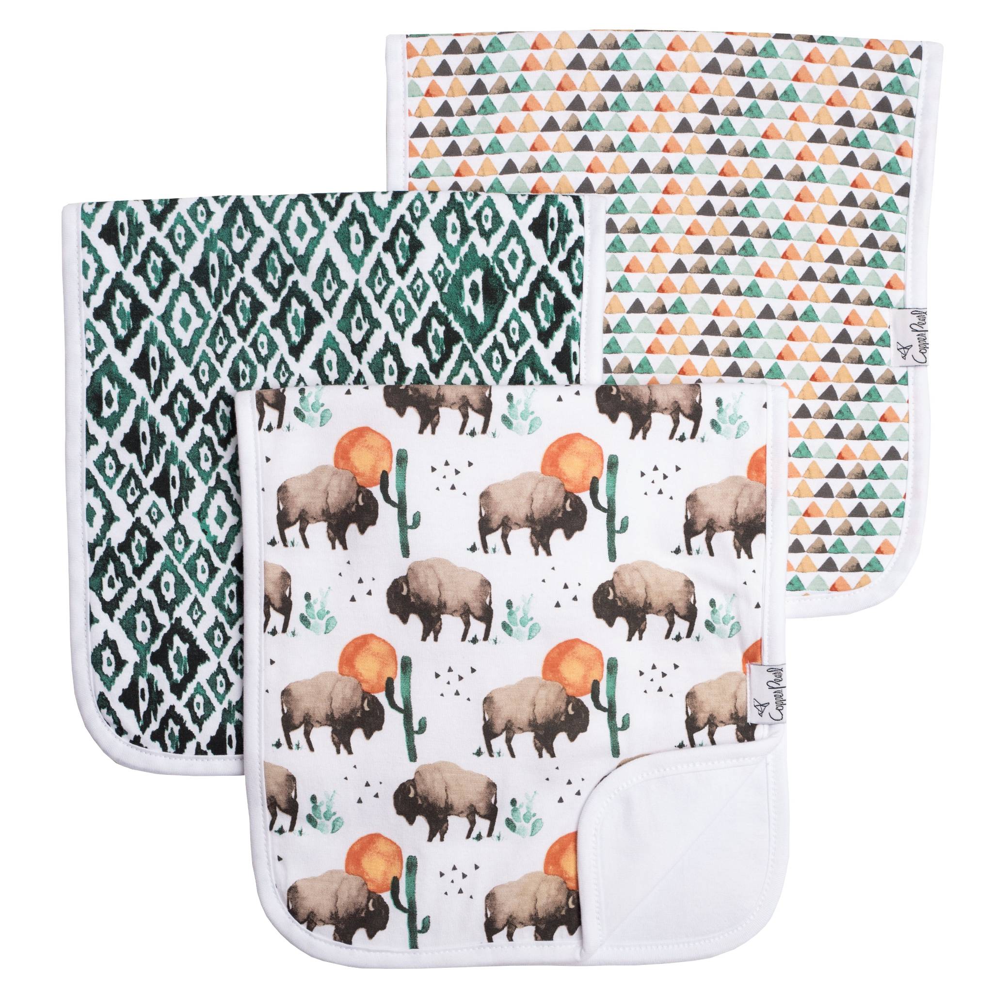 Copper Pearl Bison Burp Cloth 3 Pack