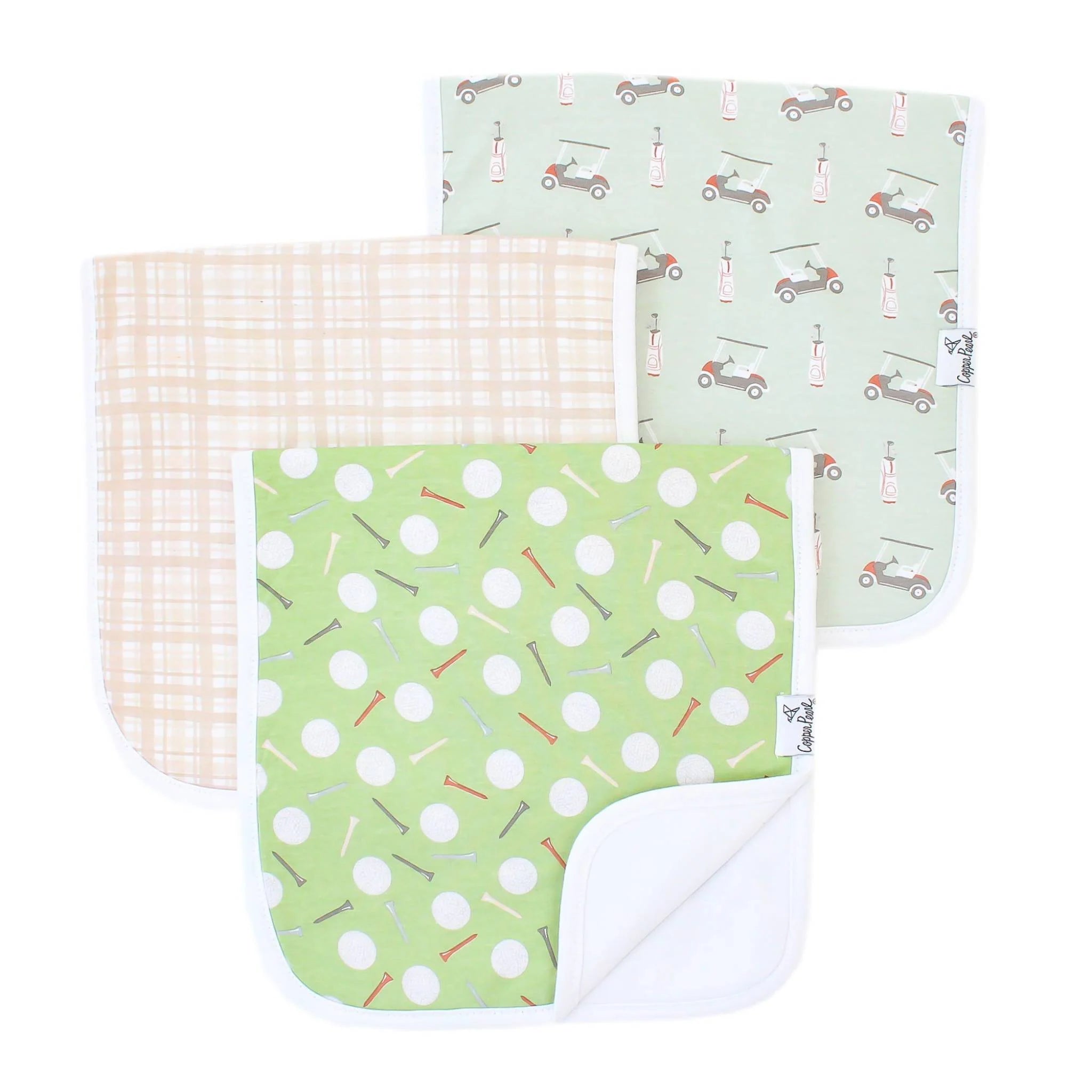 Copper Pearl Bogey Burp Cloth 3 Pack