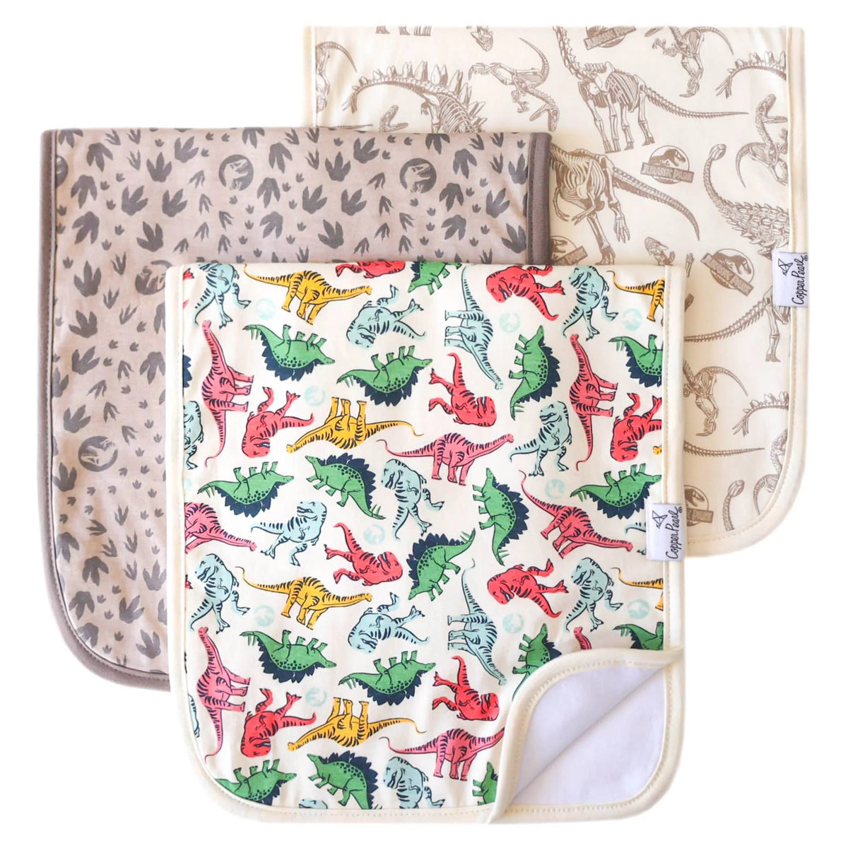 Copper Pearl Jurassic Park Burp Cloth 3 Pack
