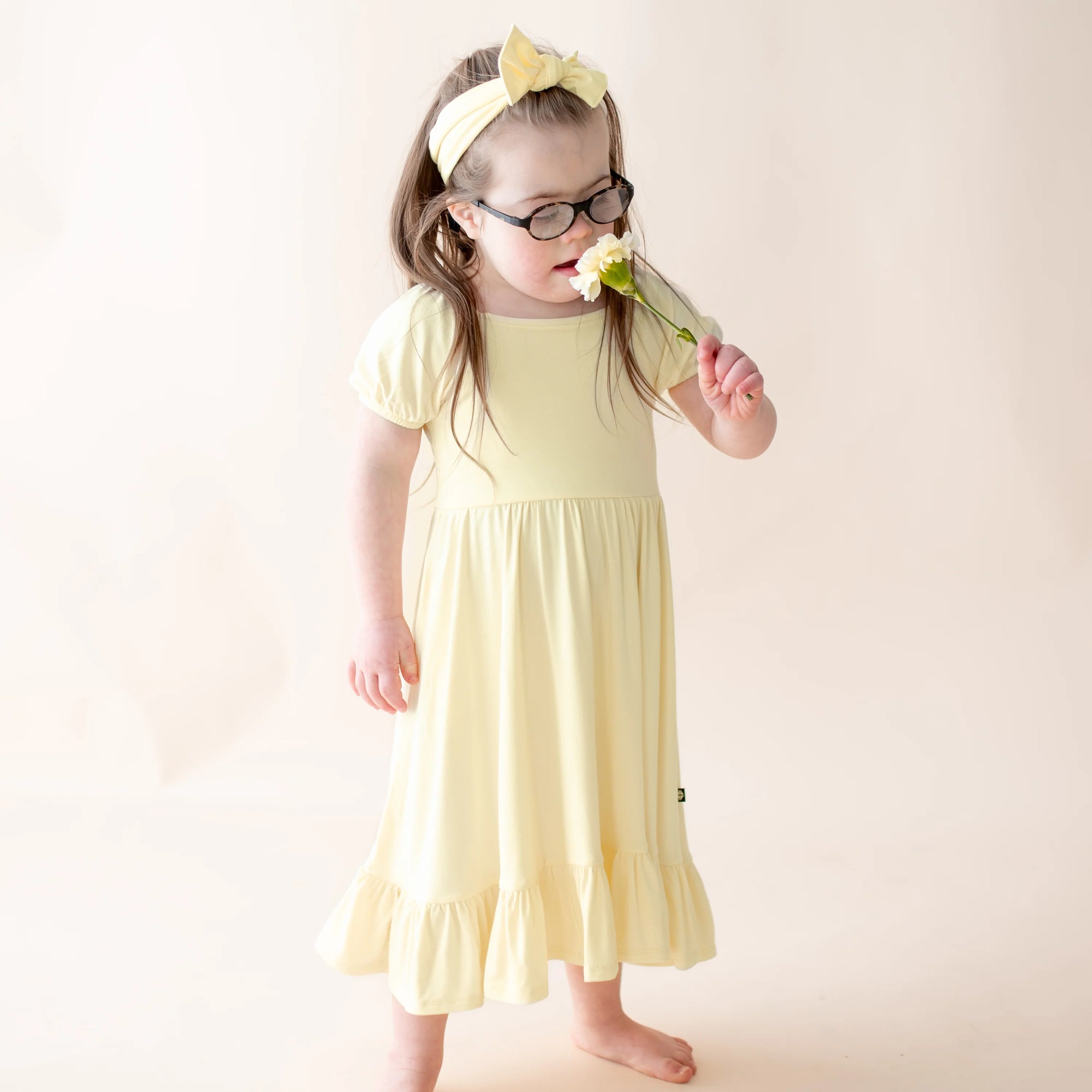Kyte Baby Puff Sleeve Twirl Dress in Chamomile