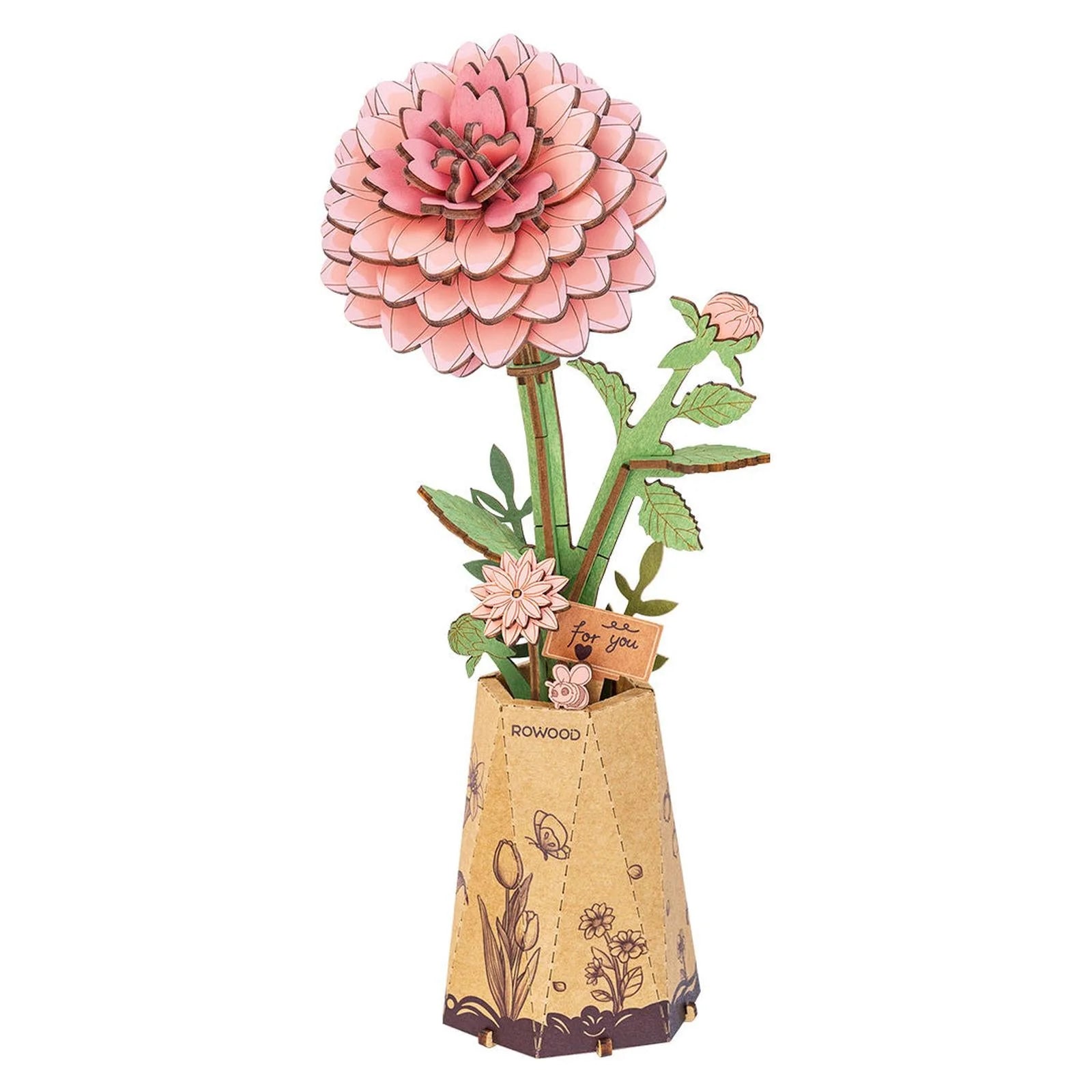 Wooden Bloom Craft Kit - Pink Dahlia