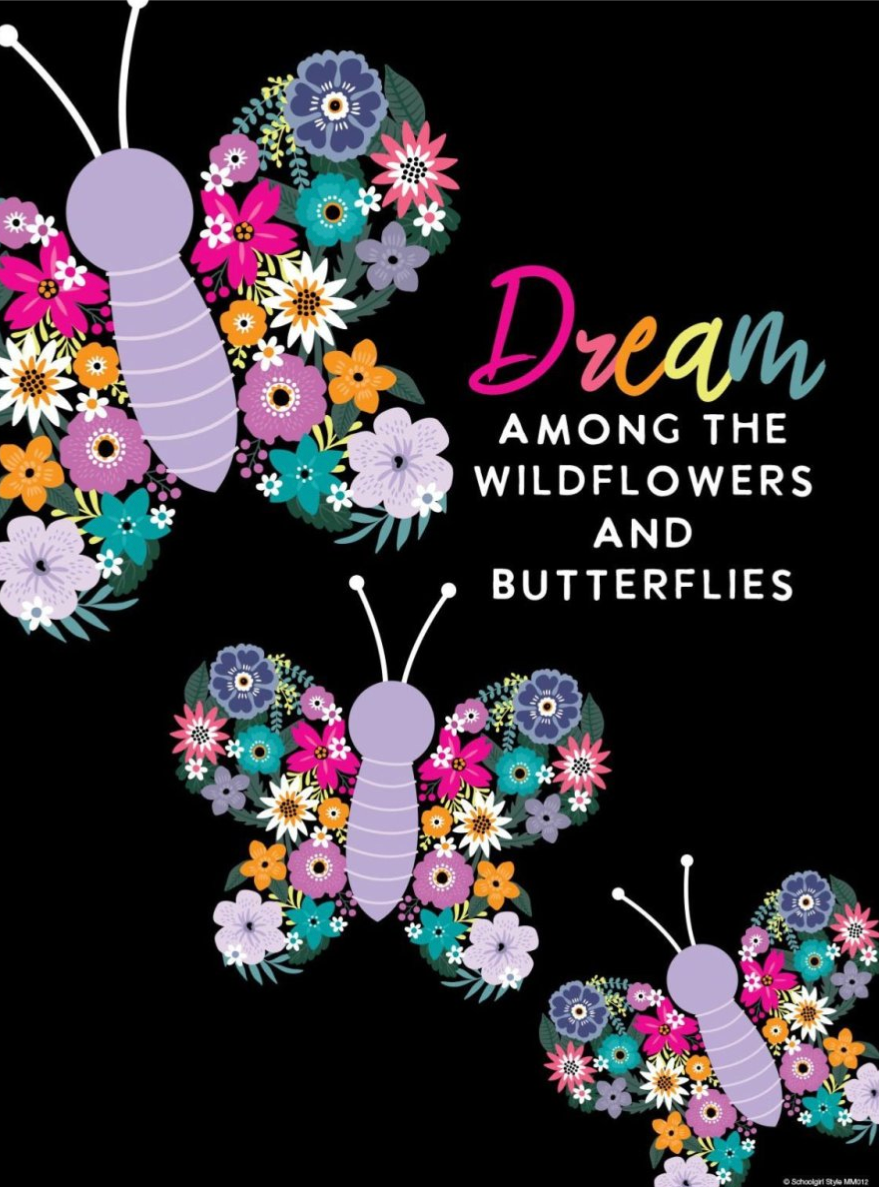 Midnight Meadow - Butterflies Dream Among the Wildflowers Poster by Schoolgirl Style