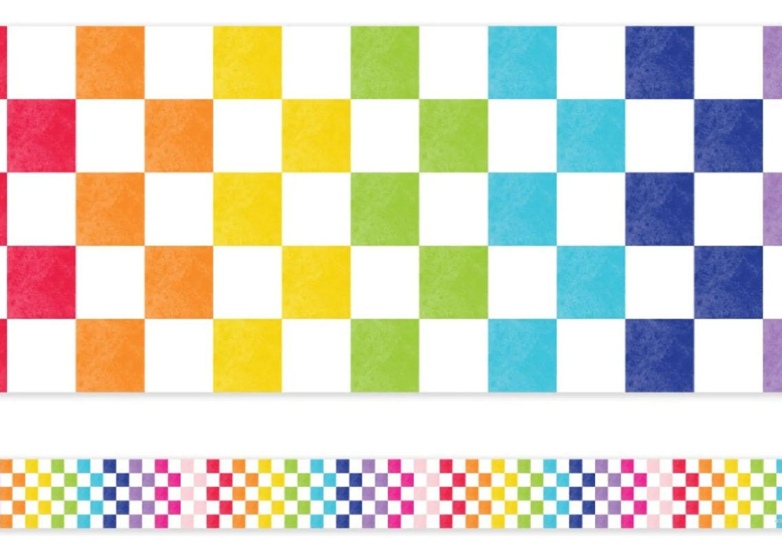 Sprinkle Kindness - Rainbow Checkered Hopscotch Border by Schoolgirl Style